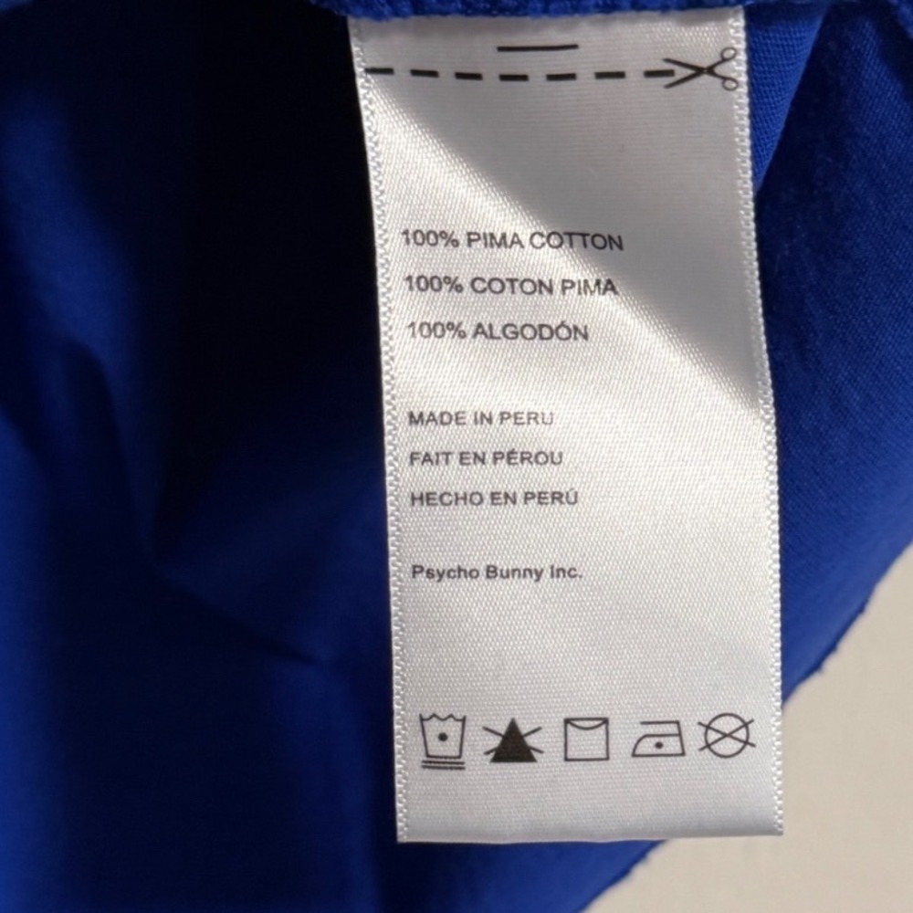 Psycho Bunny Mens Royal Blue Pima Cotton Logo Short Sleeve Tee Shirt Size 6 L - Picture 3 of 6
